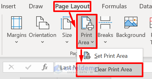 Print Selected Area in Excel on One Page Using the Page Layout tab