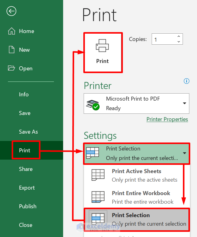 Print Selected Area in Excel on One Page Using File Tab