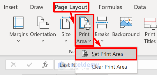 Print Selected Area in Excel on One Page Using the Page Layout tab