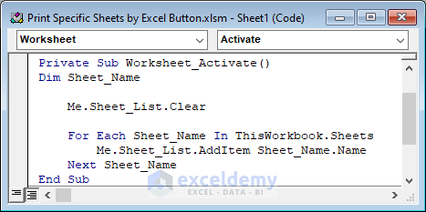 Create a Button to Print Particular Excel Sheets
