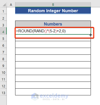 Random Number Between Two Numbers in Excel