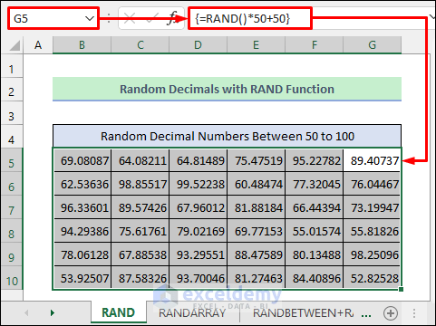 Generate Random Decimal Numbers with Excel RAND Function