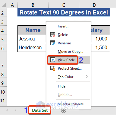 Simple VBA Coode to Rotate Text to 90 Degrees in Excel
