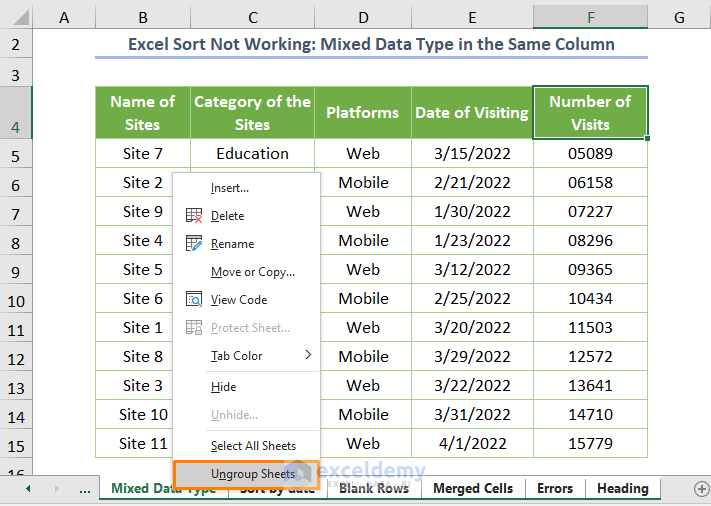 Sort and Filter are Greyed out in Excel