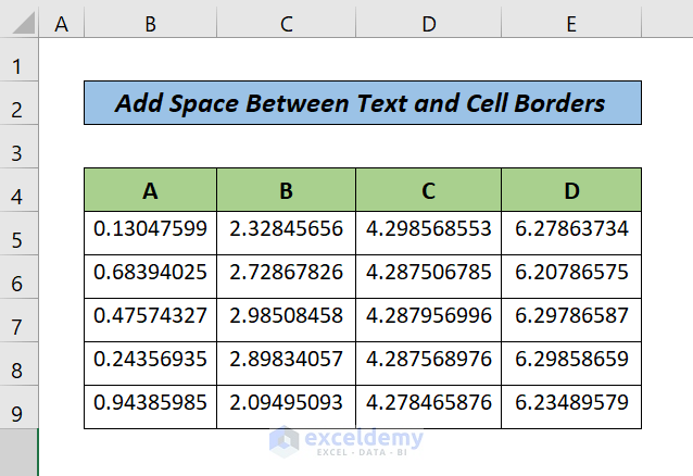 Space out Cells in Excel (Sample Dataset)