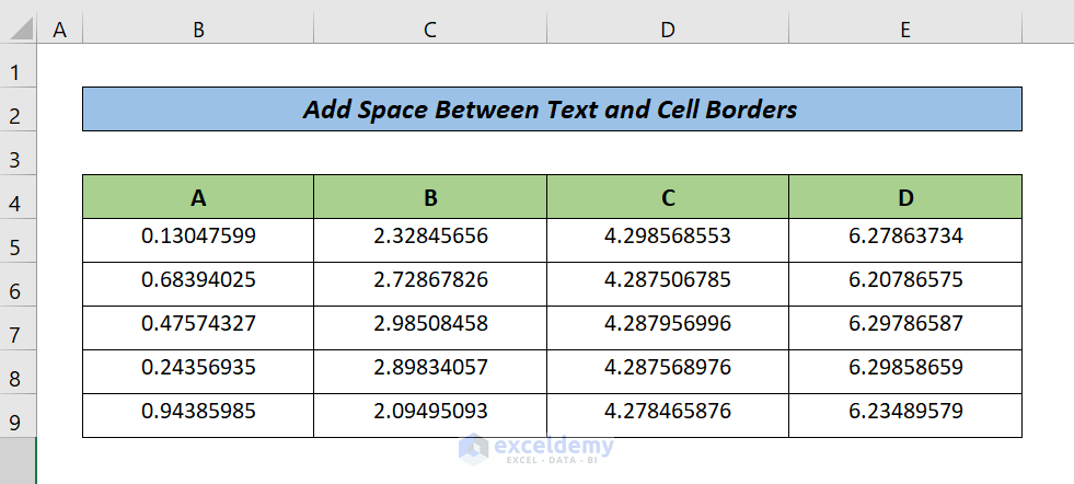 Add Space Between Text and Cell Borders (Result)