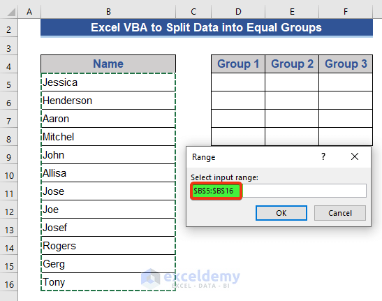 Split a Long List into Multiple Equal Groups with Excel VBA