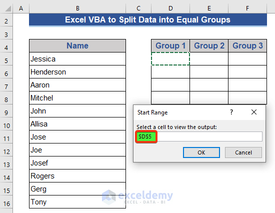 Split a Long List into Multiple Equal Groups with Excel VBA