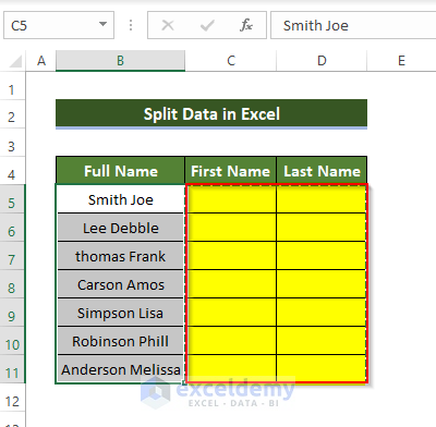 Text to Columns Features. to Split Data in excel