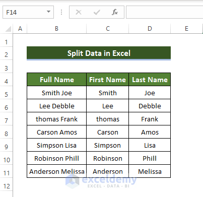 5 Ways to Split Data in Excel