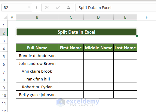Split Cells in Excel Using Formulas