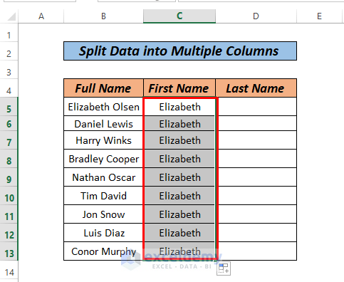 How to Split Data in One Excel Cell into Multiple Columns by flash Fill