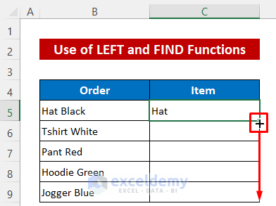 Use LEFT and FIND Functions to Split Text in Excel