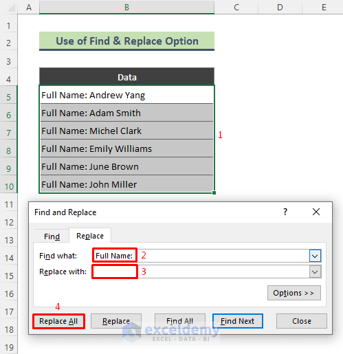 Excel Find and Replace Option to Trim Part of Text
