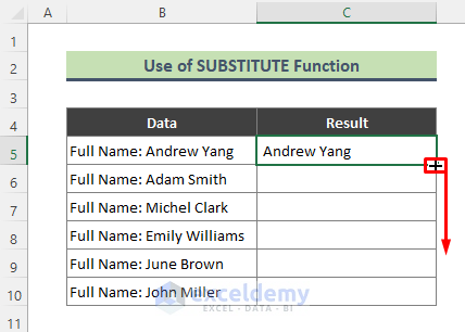 Use SUBSTITUTE Function to Cut Part of Text in Excel
