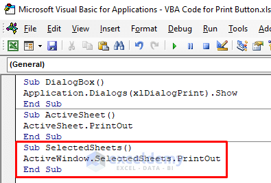 Apply VBA Code to Create Print Button for Selected Sheets in Excel