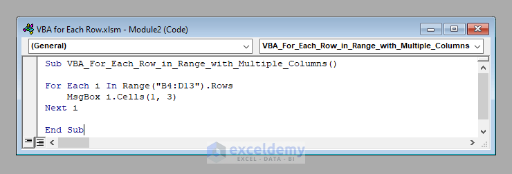 VBA For Each Row in a Range with Multiple Columns