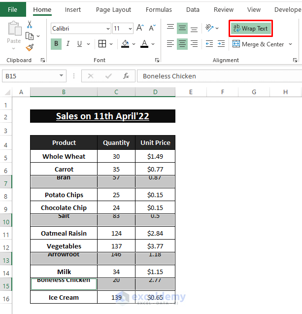 Wrap text-Remove Space in Excel Between Rows