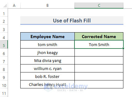 Use Flash Fill Option to Capitalize First Letter of Each Word