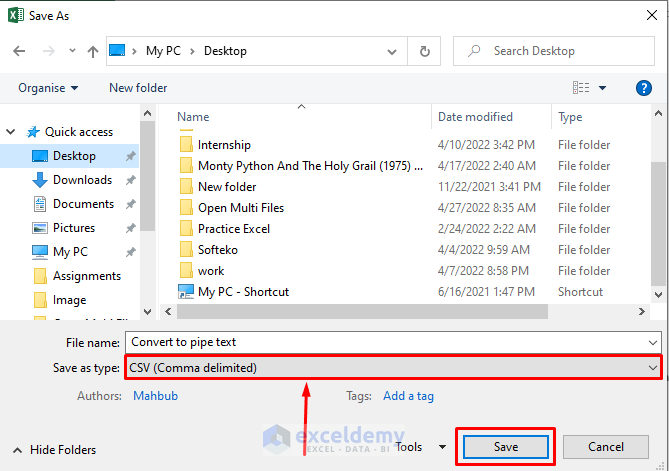 convert excel to text file with pipe delimiter