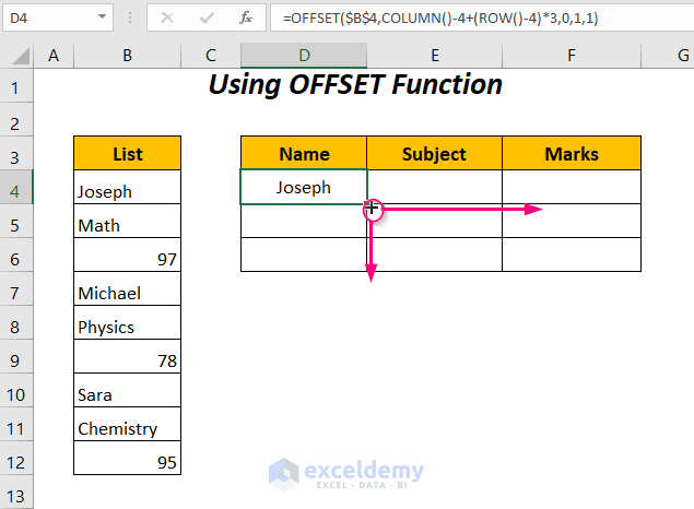 OFFSET function