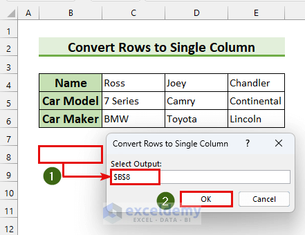 convert multiple rows to columns in excel macro