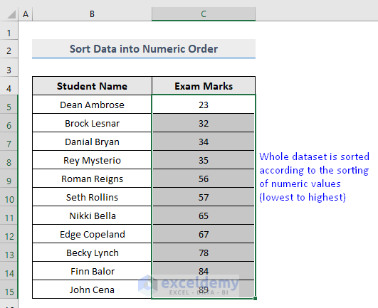 Difference Between Sort and Filter in Excel : Sort text and number together with expanding section