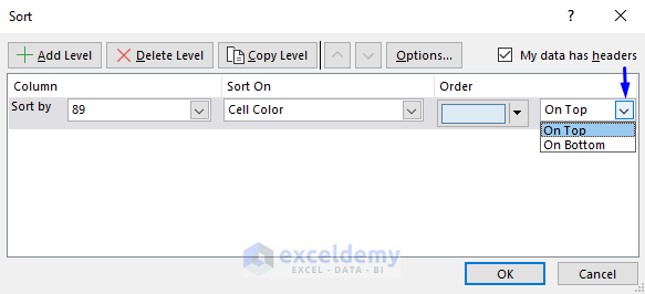 Difference Between Sort and Filter in Excel : Sort by color overview