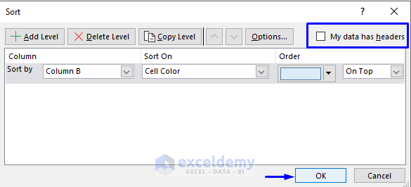 Difference Between Sort and Filter in Excel : Sort by color full overview