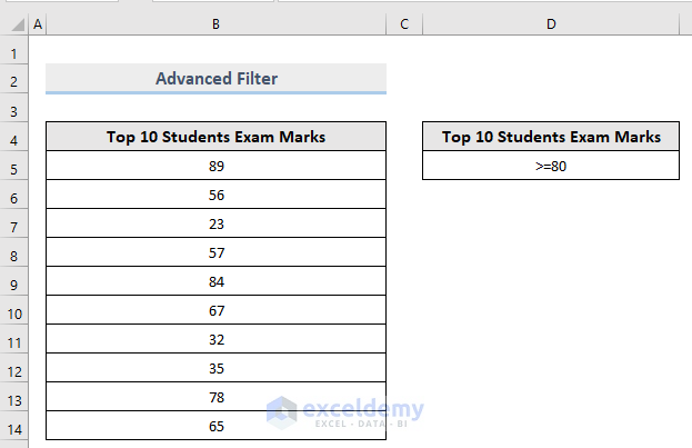 Difference Between Sort and Filter in Excel : conditions for advanced filter