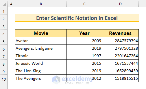 how to enter scientific notation in excel