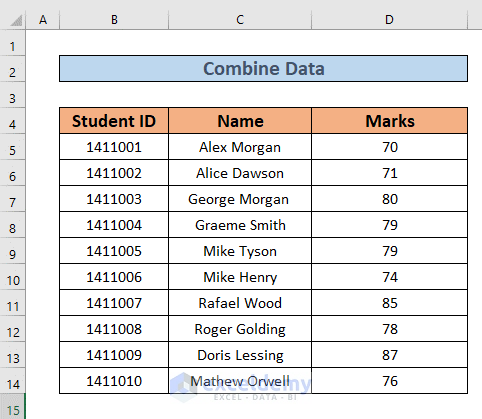 excel combine data from multiple sheets