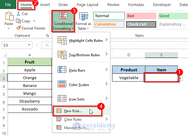 Conditional Formatting to Highlight the Mismatch List in Excel