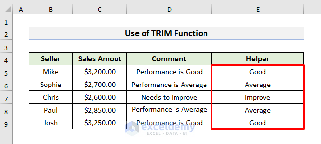 Extract Text after Second Space with Excel TRIM Function