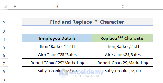 Excel Find and Replace * Character