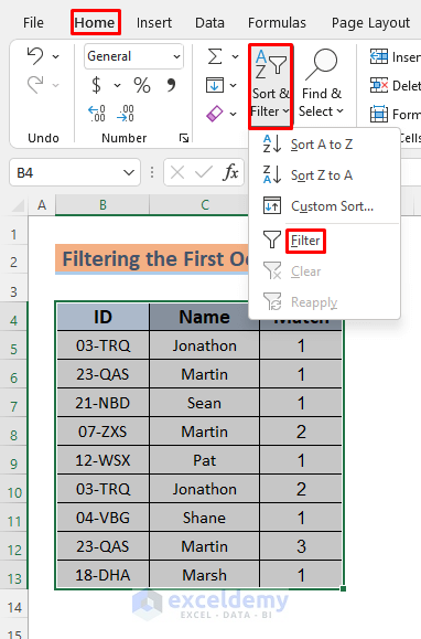 excel find first occurrence of a value in a column