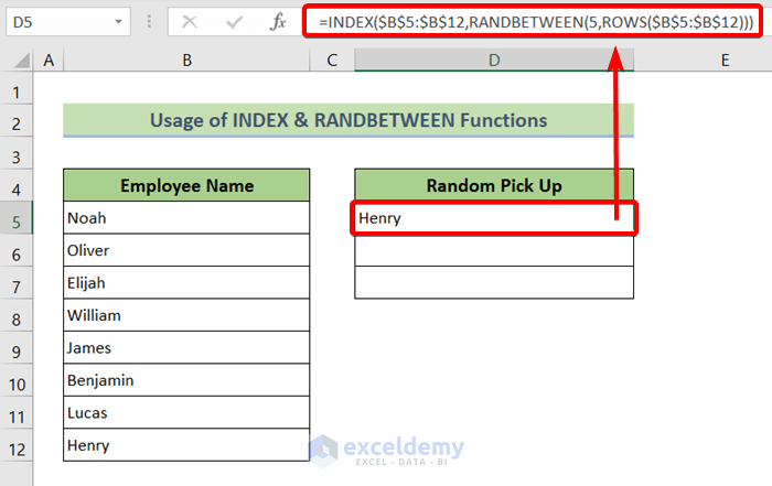 Use INDEX & RANDBETWEEN Functions to Generate a Random String from a List