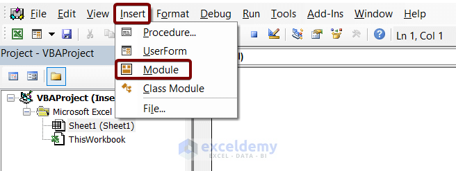 Create a Module: Manually Insert Date and Time in a Cell Using Macro in Excel