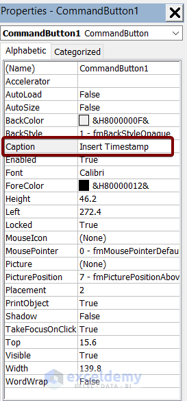 Change Command Button Name: Use of VBA Now function to Insert Date and Time in a Cell