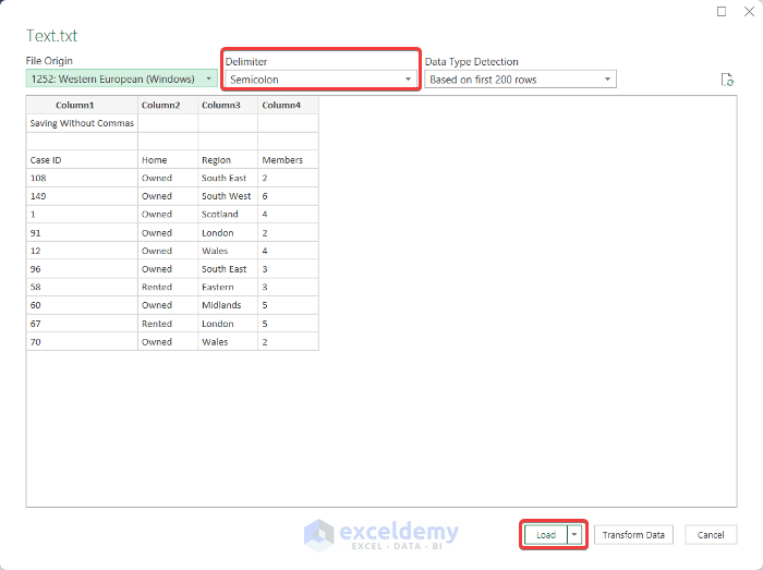 Using Power Query to Excel not saving CSV with commas