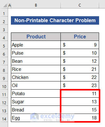 Numbers Have Non-printable Characters and Hence Excel Not Sorting Them Correctly