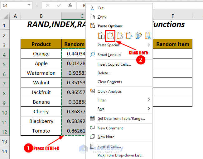 Excel random selection from list no duplicates
