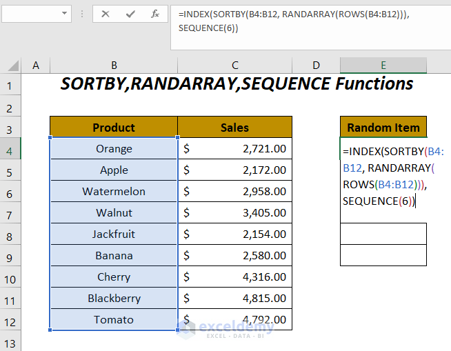 SORTBY,RANDARRAY,SEQUENCE functions