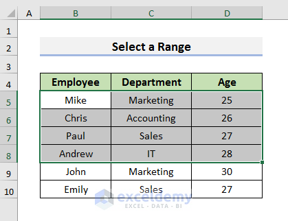 Select a Range Using Row and Column Numbers in Excel