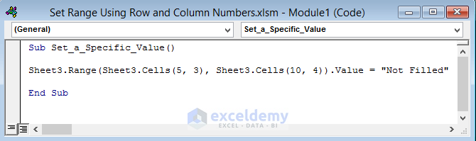 Set a Specific Value in a Range Using Row and Column Numbers