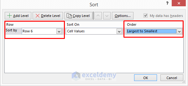 Use Excel Custom Sort to Sort Data by Row Not Column