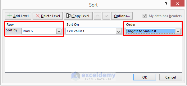 Use Excel Custom Sort to Sort Data by Row Not Column