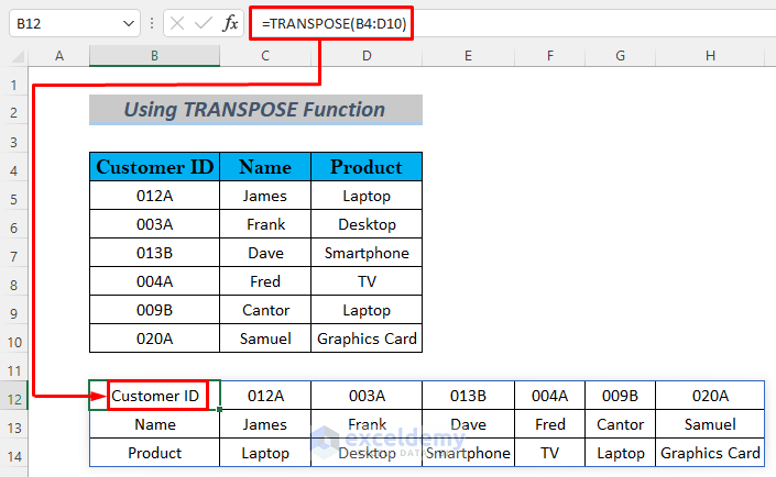 excel transpose column to multiple rows