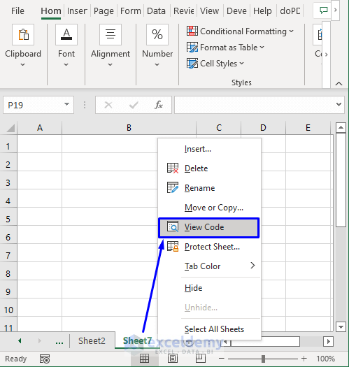 View code window for Excel VBA add hyperlink to cell value automatically