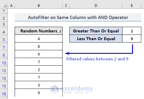 Result of VBA to AutoFilter with Multiple Criteria with AND on Same Field in Excel